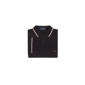 fpm12-t29-polo-med-dubbel-kantband-fred-perry-noir-ecru-rouge-fonce