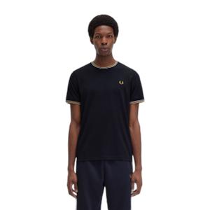 fpm1588-w53-t-shirt-med-dubbelkant-fred-perry-bleu-marine-ecru-nid-d-abeille