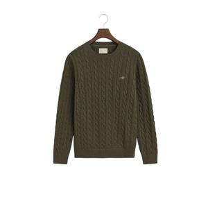 8050601-384-jumper-med-rund-halsringning-gant-cable-khaki-green-mel